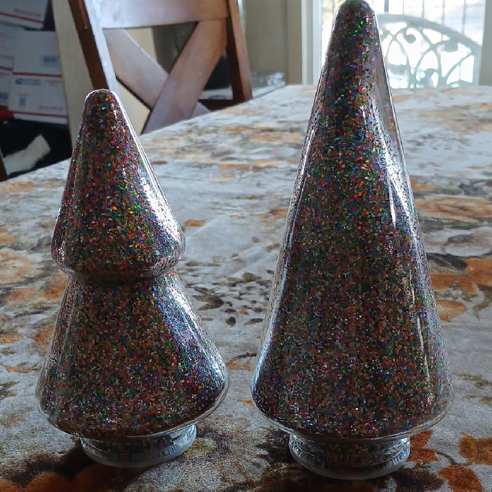 Sparkling Glitter Xmas Tree Decor Duo